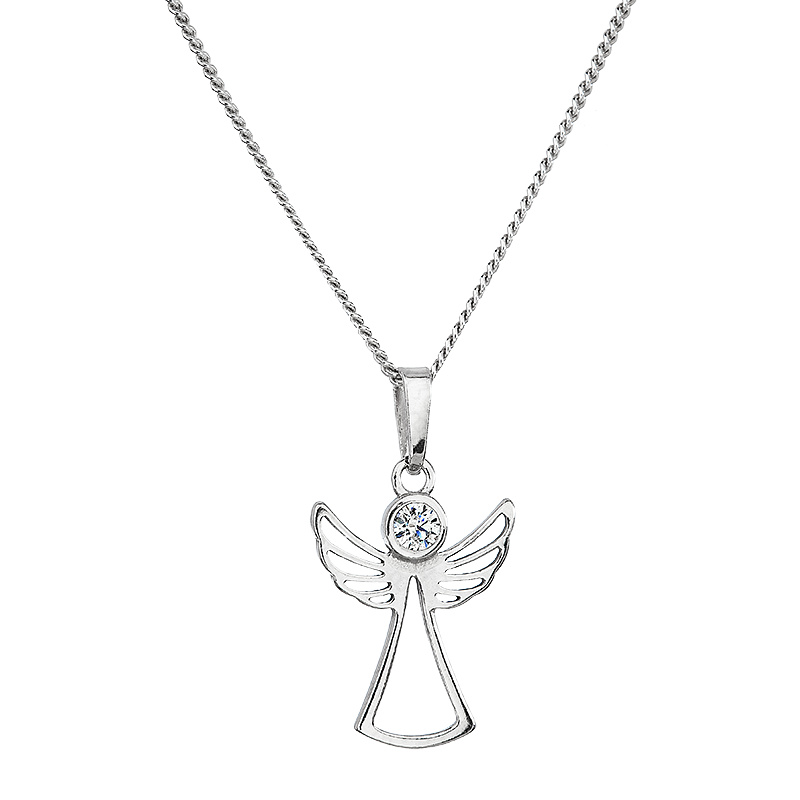 Stříbrný náhrdelník anděl pro radost crystal Ag925
