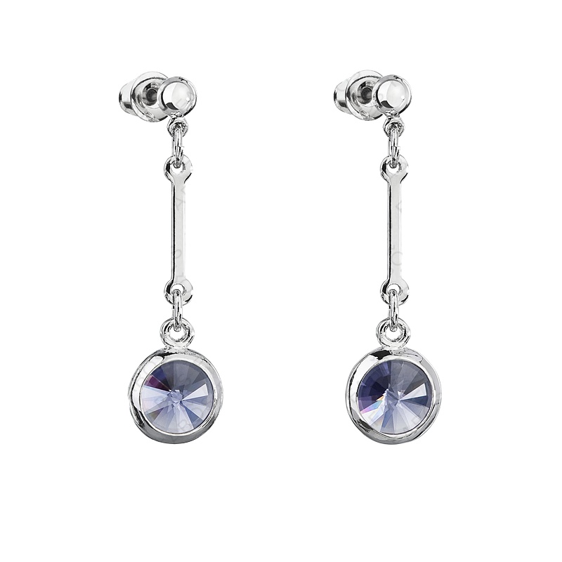 Náušnice Rivoli Tanzanite na tyčce Swarovski Elements