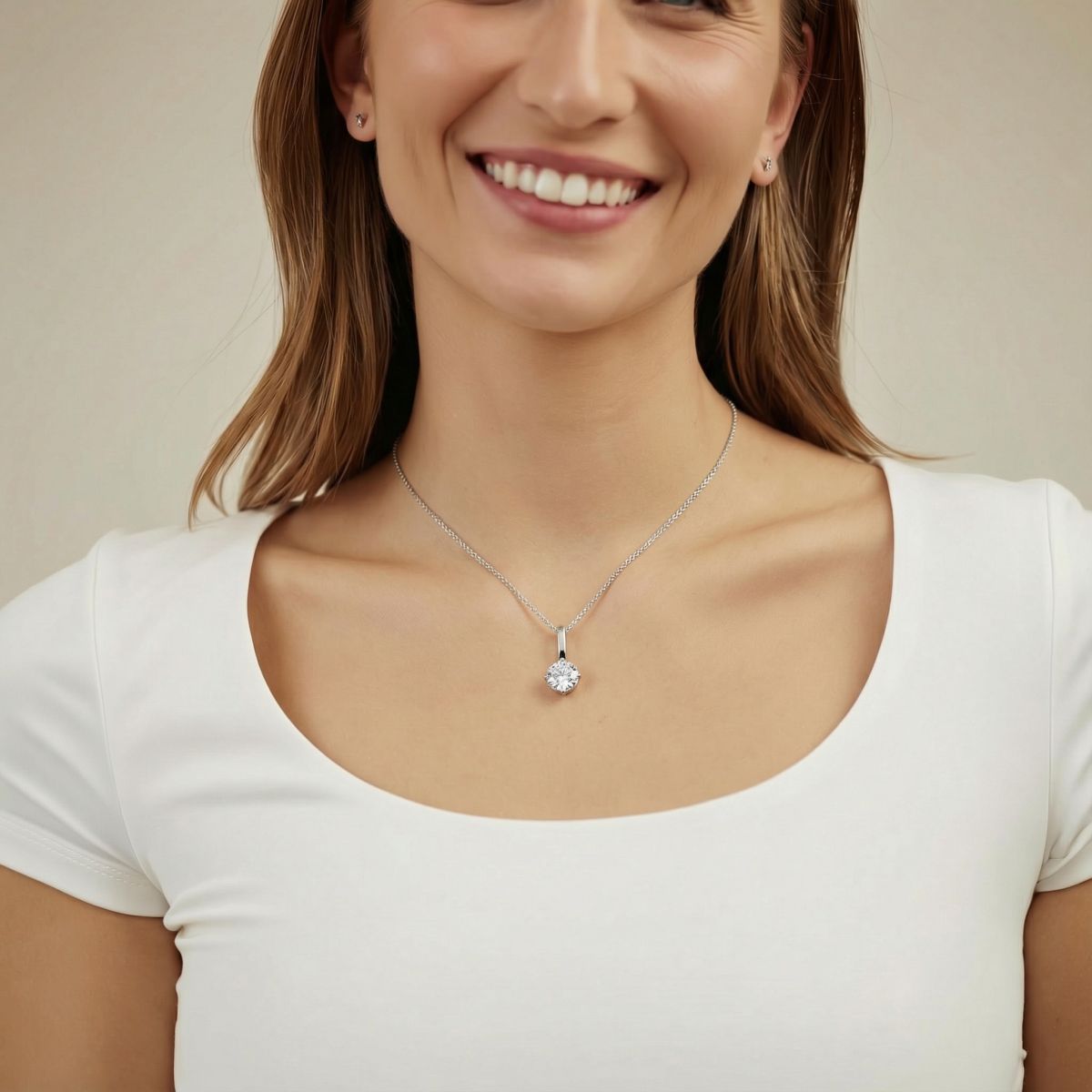 Argent collier luna rond 9 mm cristal Ag925