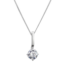 Argent collier luna rond 9 mm cristal Ag925