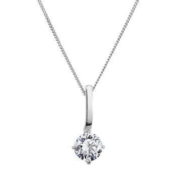 Argent collier luna rond 9 mm cristal Ag925