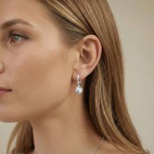 Stříbrné náušnice Luna kulaté 9mm crystal Ag925