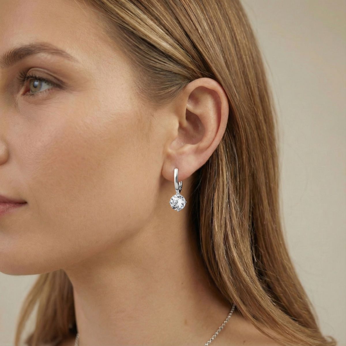 Stříbrné náušnice Luna kulaté 9mm crystal Ag925