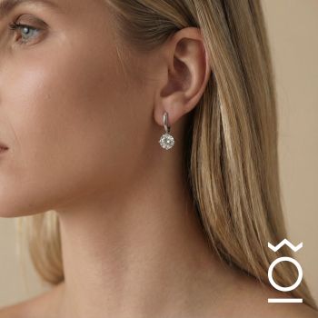 Strieborné náušnice luna okrúhle 9 mm krištáľ Ag925