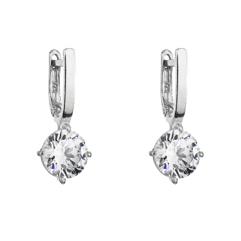 Argent boucles d’oreilles luna rondes 9 mm cristal Ag925