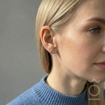 Silver earrings stud karma circle 15 mm Ag925