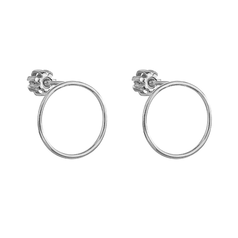 Silver earrings stud karma circle 15 mm Ag925