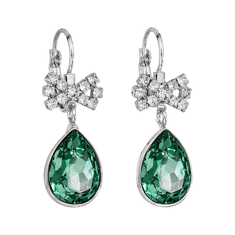 Náušnice Hruška 14x10 s mašlí Emerald SWAROVSKI Náušnice Hruška 14x10 s mašlí Emerald SWAROVSKI