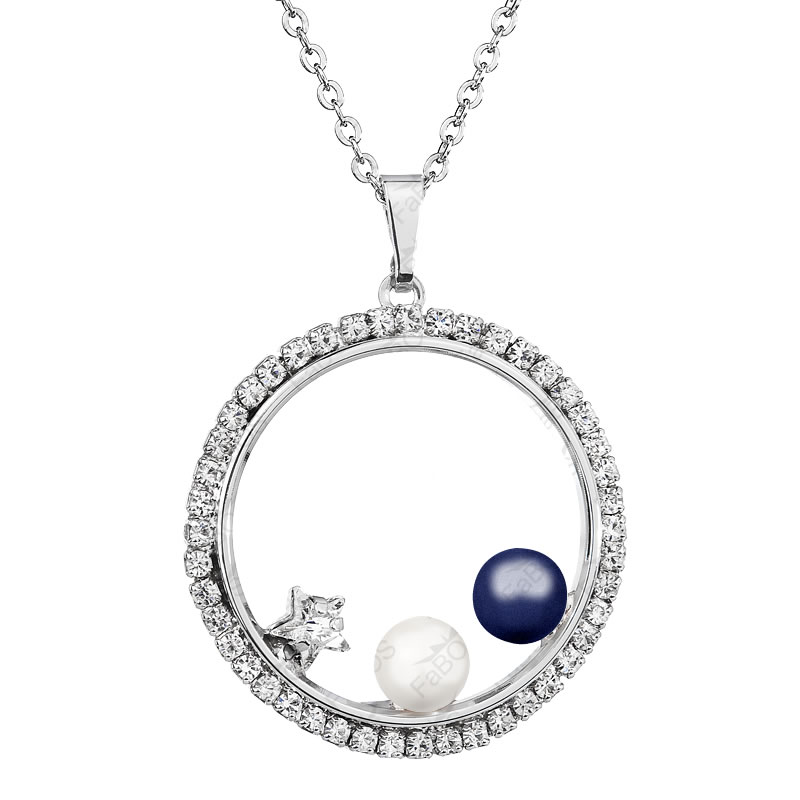 Náhrdelník Kruh s perlemi Modrá SWAROVSKI