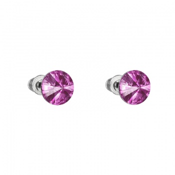 Earrings stud rivoli 8mm fuchsia FABOS