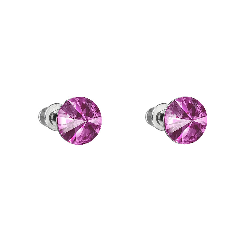 Boucles d'oreilles clous rivoli 8mm fuchsia FABOS