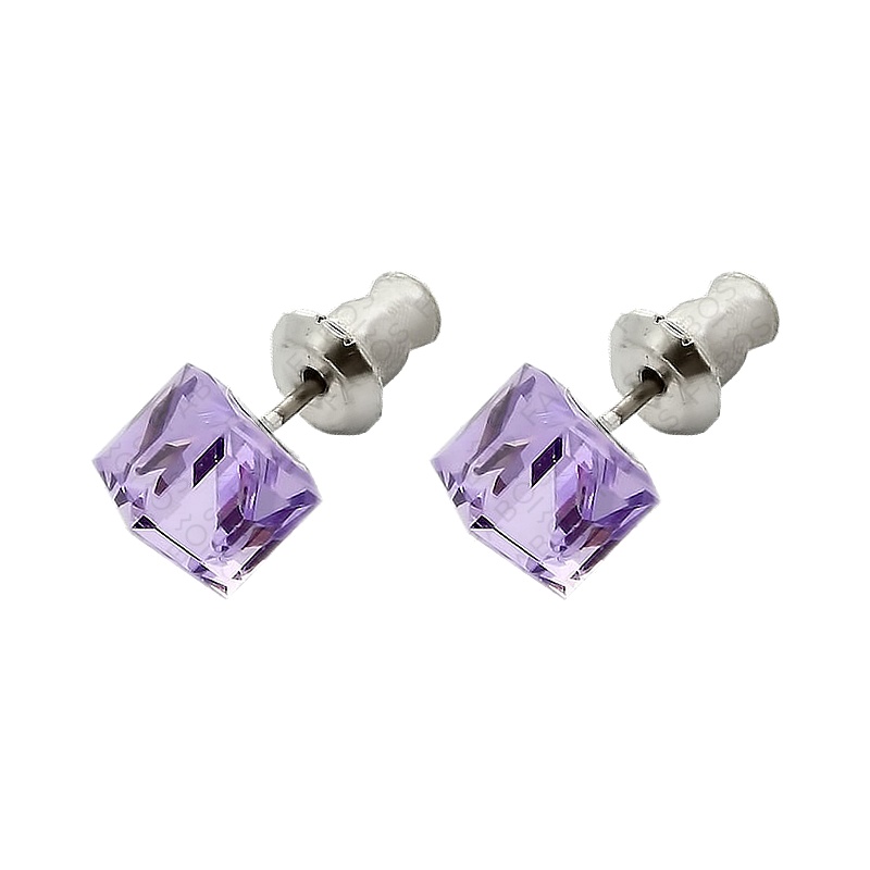 Náušnice Kostička 6mm Violet Swarovski elements