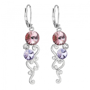 Náušnice Liány s rivoli Ligth Rose Violet SWAROVSKI