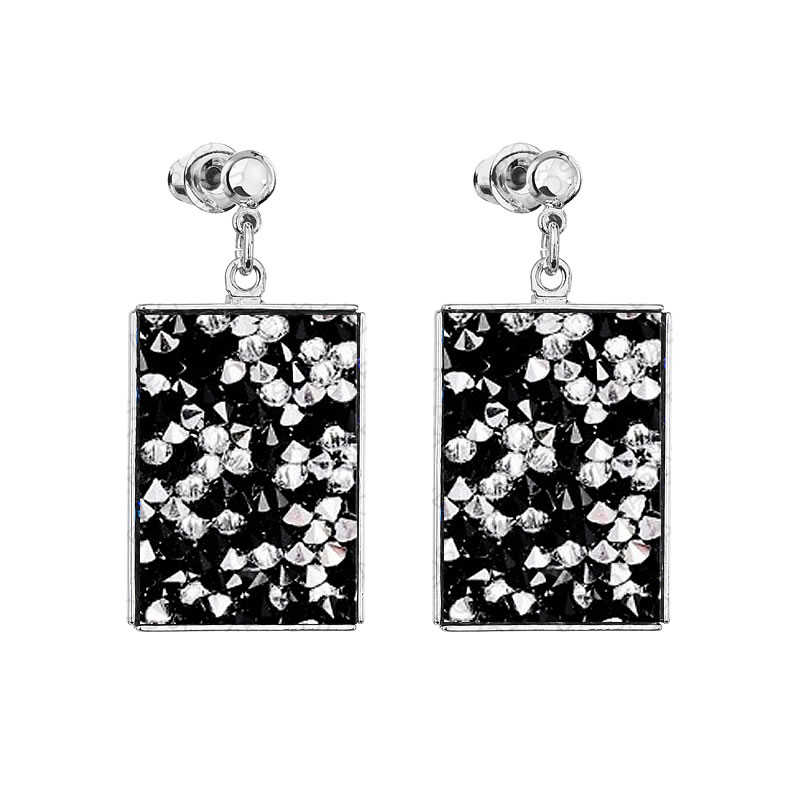 Náušnice Crystal rocks obdélník Black Jet SWAROVSKI