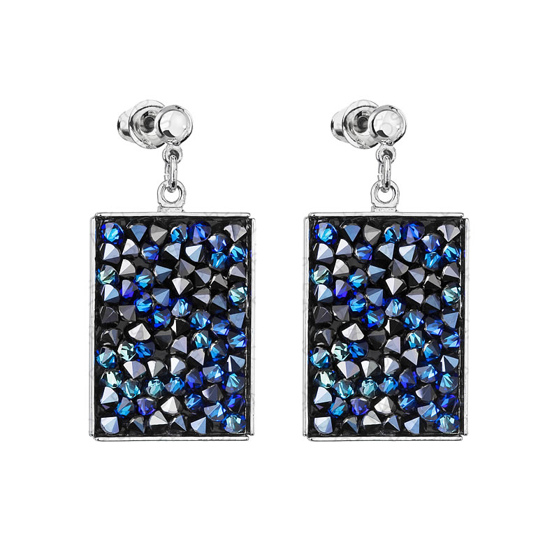 Náušnice Crystal rocks obdélník Bermuda Blue SWAROVSKI