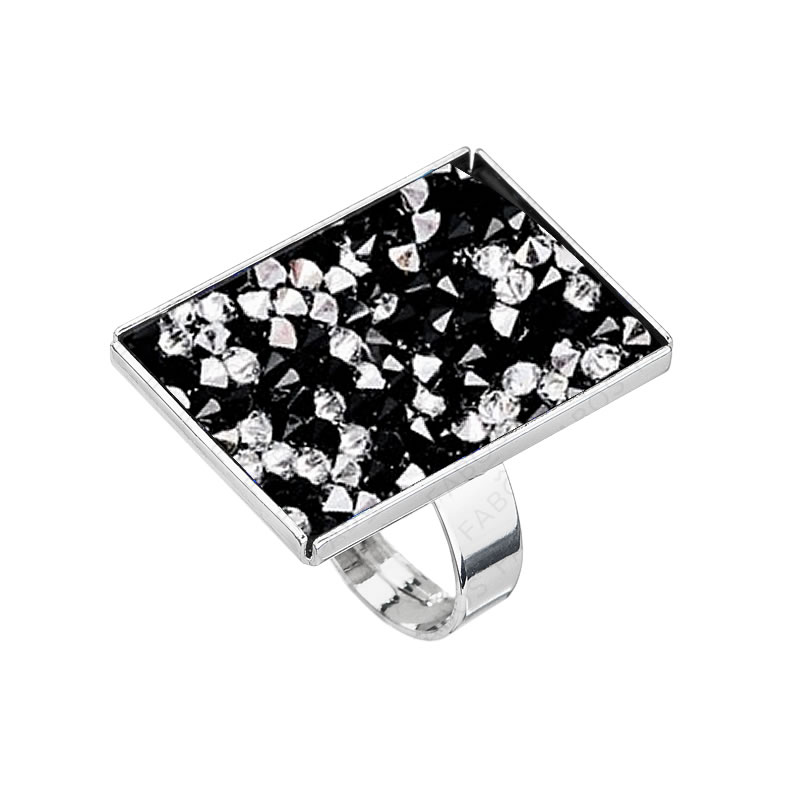 Prsten Crystal rocks obdélník Black Jet SWAROVSKI