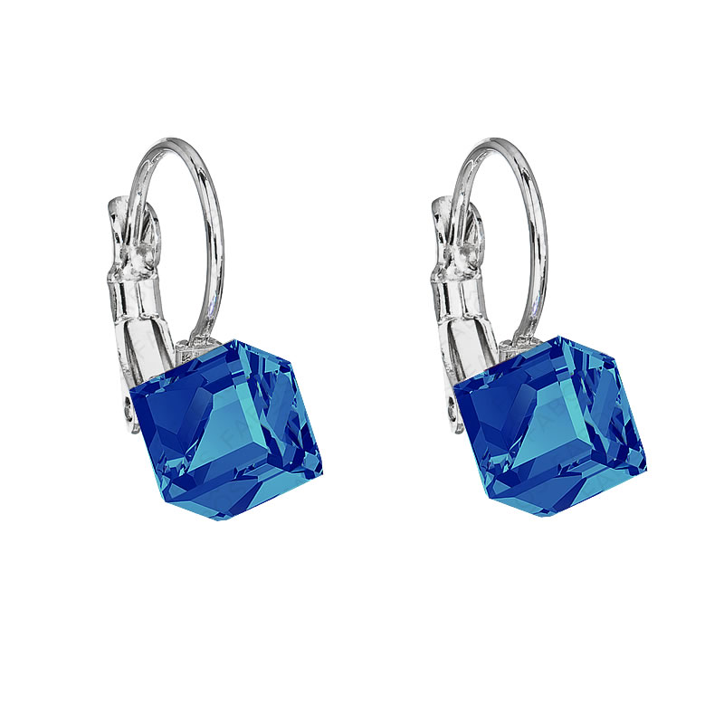 Náušnice Kostička 6mm Bermuda Blue SWAROVSKI