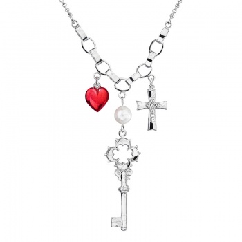 Náhrdelník Klíč, kříž, srdce Crystal SWAROVSKI