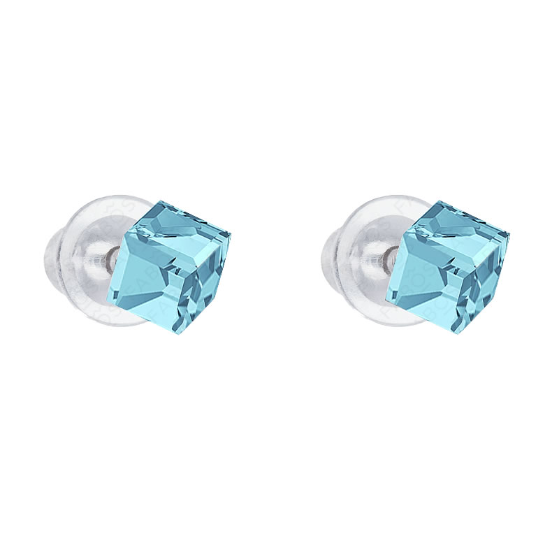 Náušnice Kostička 5mm Aquamarine SWAROVSKI