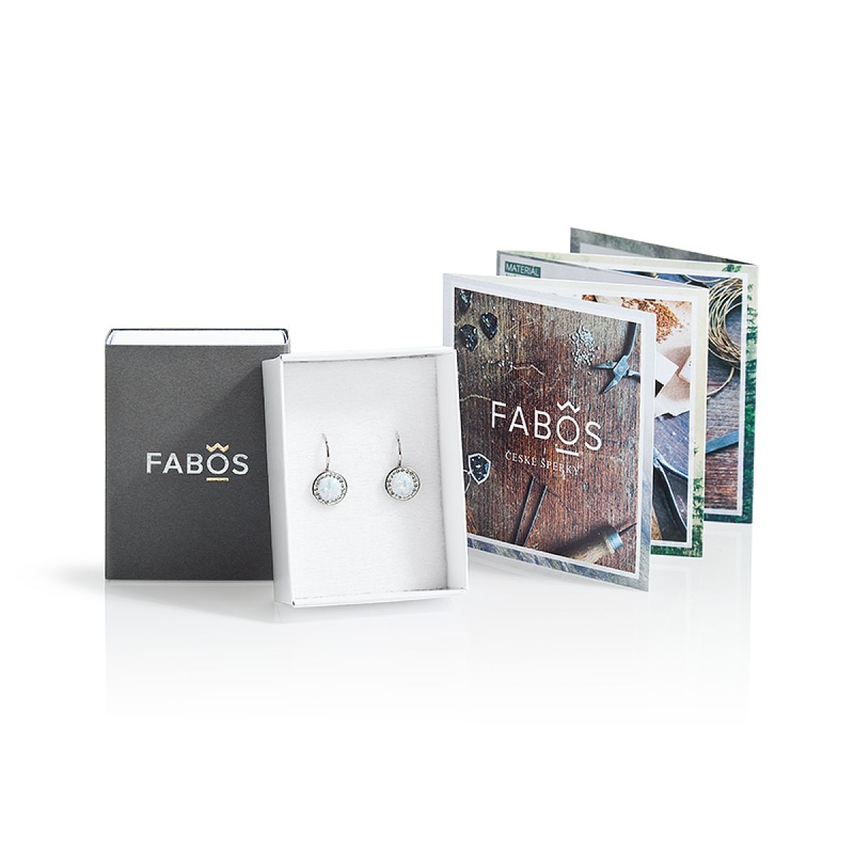 Náušnice klapky opál bílý FABOS Náušnice klapky opál bílý FABOS