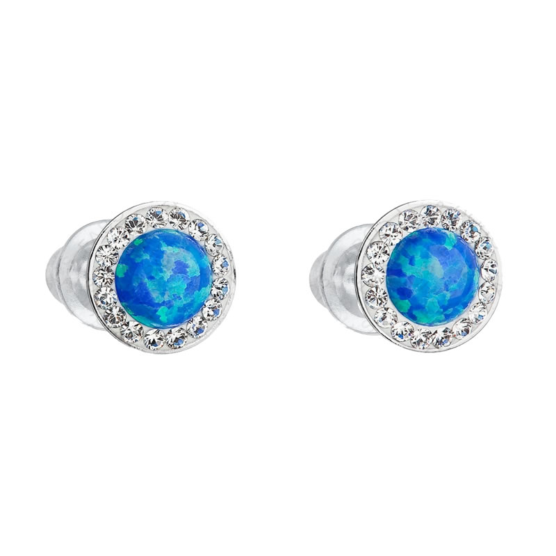 Boucles d'oreilles clous opale bleu FABOS