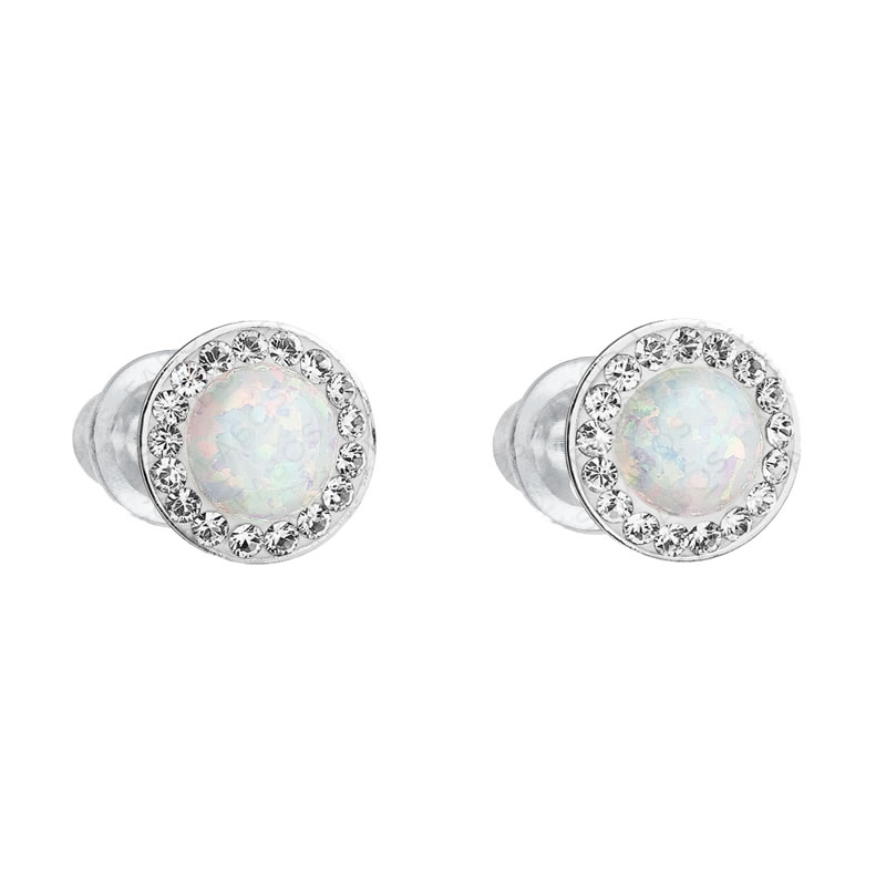 Earrings stud opal white FABOS