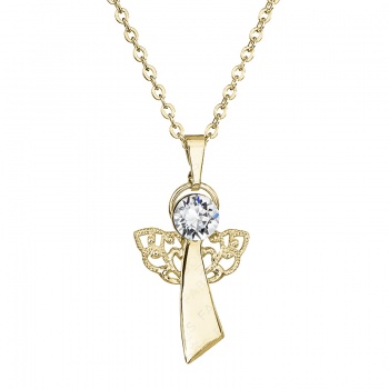 Necklace angel of faith crystal gold plated FABOS