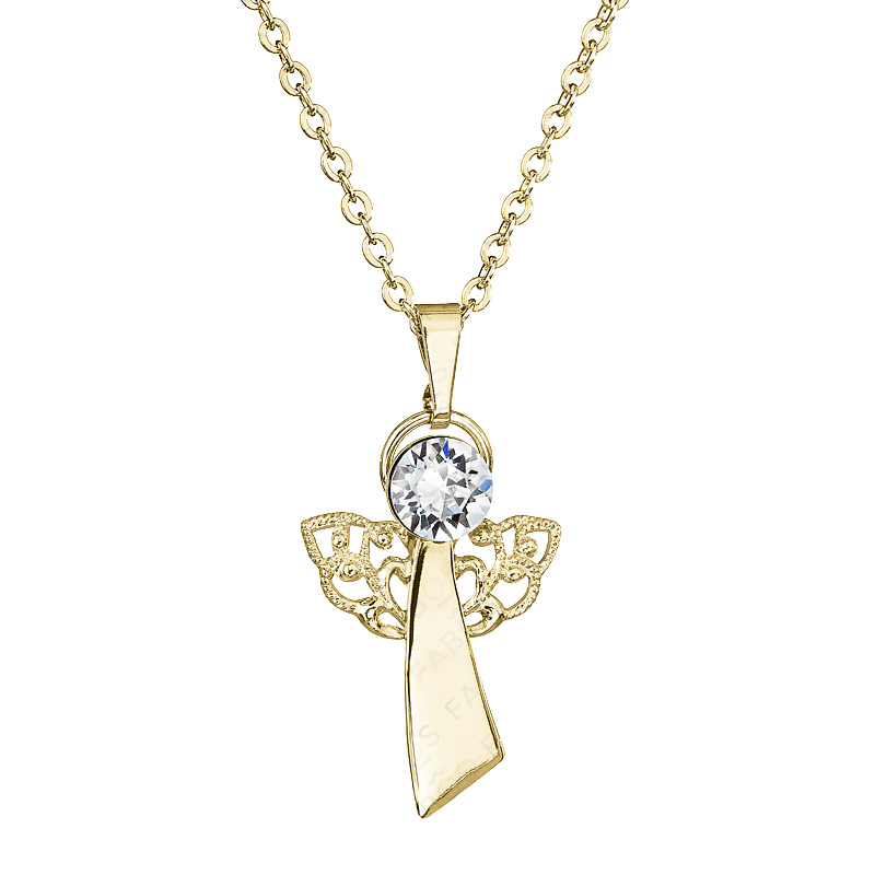 Necklace angel of faith crystal gold plated FABOS