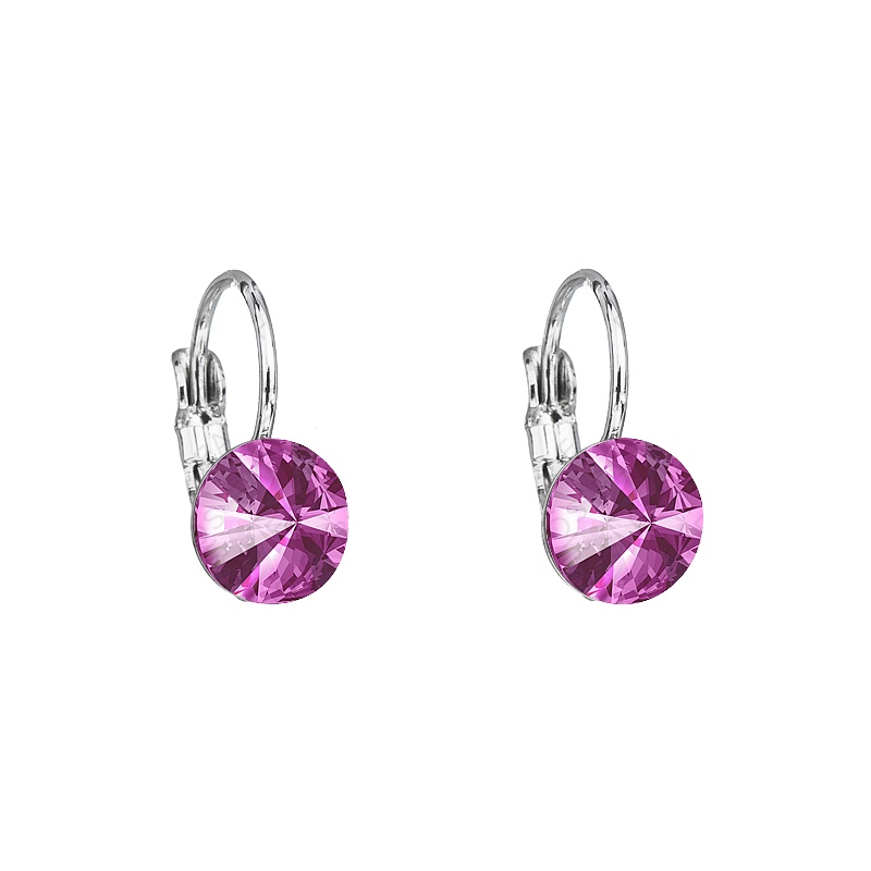 Earrings leverback rivoli 8mm fuchsia FABOS