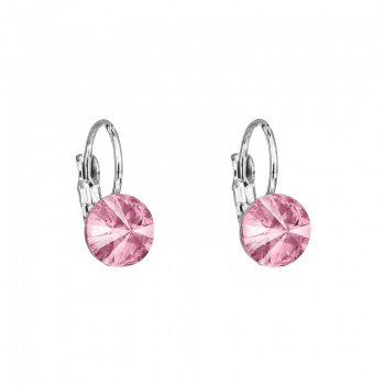 Earrings leverback rivoli 8mm light rose FABOS