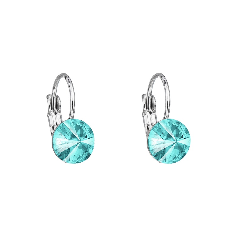 Earrings leverback rivoli 8mm light turquoise FABOS