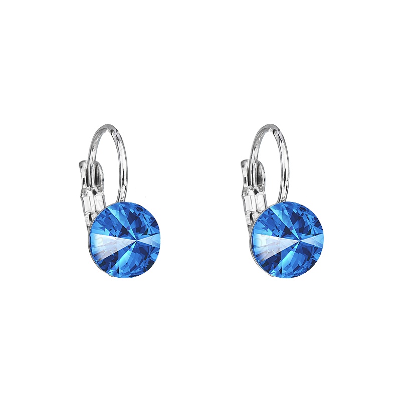 Earrings leverback rivoli 8mm sapphire FABOS