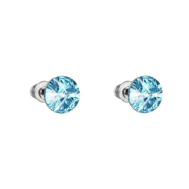 Náušnice rivoli 8mm puzeta aquamarine FABOS