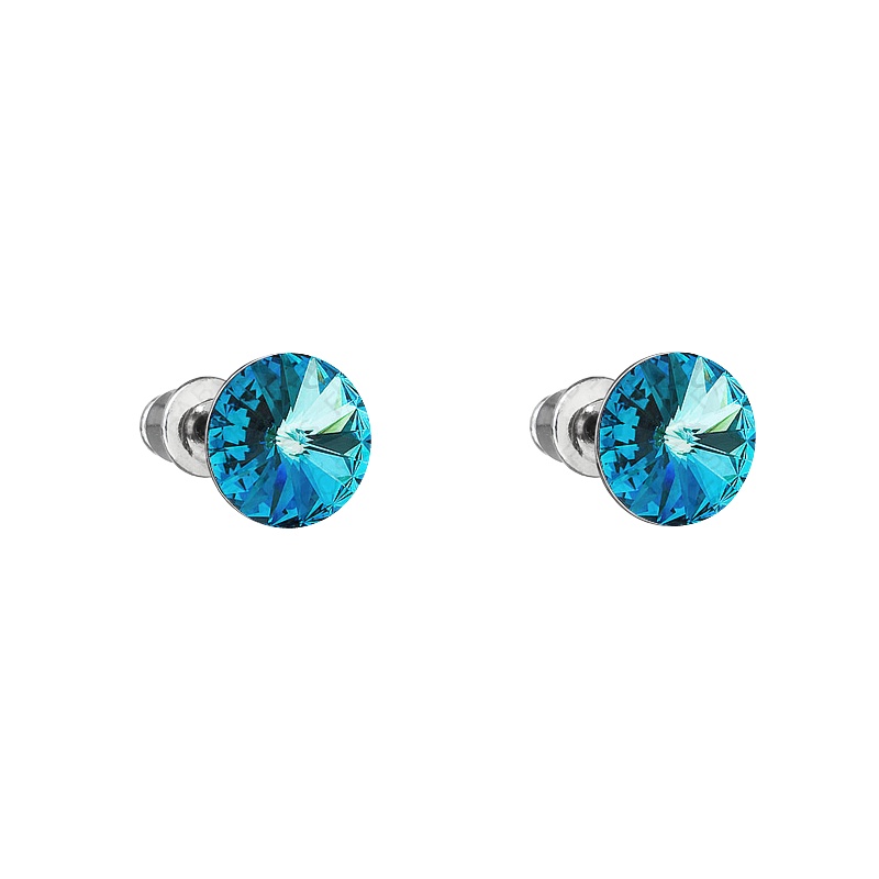 Earrings stud rivoli 8mm bermuda blue FABOS