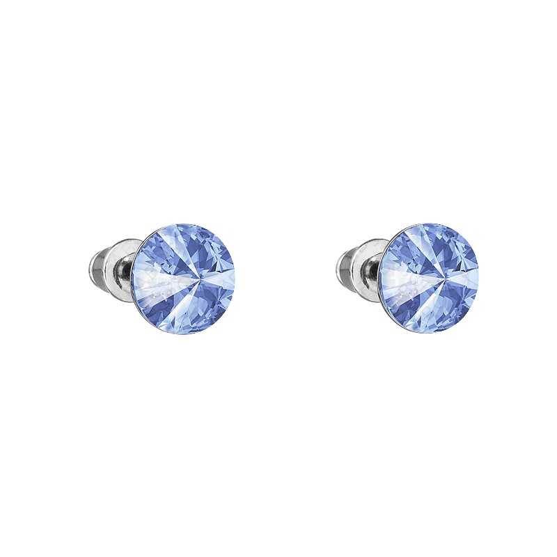 Earrings stud rivoli 8mm light sapphire FABOS