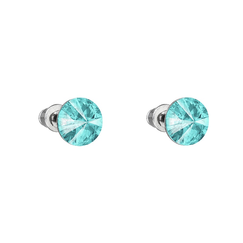 Earrings stud rivoli 8mm light turquoise FABOS