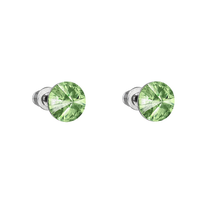 Náušnice rivoli 8mm puzeta peridot FABOS