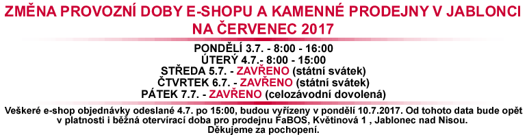 fabos, eshop, prodejna, oteviraci, doba, cervenec, 2017, provoz, jablonec